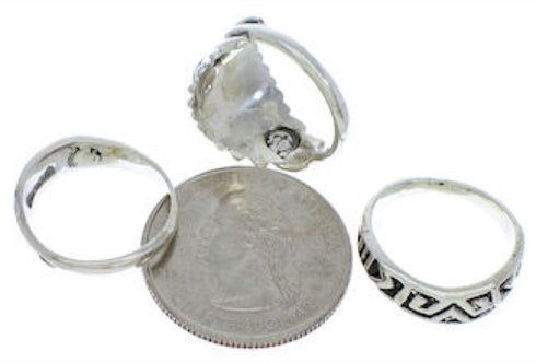 Stackable Sterling Silver And Turquoise Ring Set Size 5-1/4 UX33417